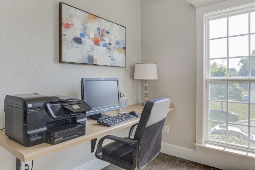 Home office in a Greenwood apartment.