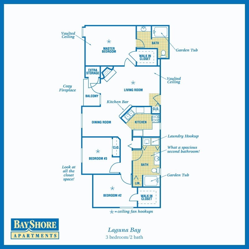 Laguna Bay 3 Bedroom Floor Plan Bayshore Apartments